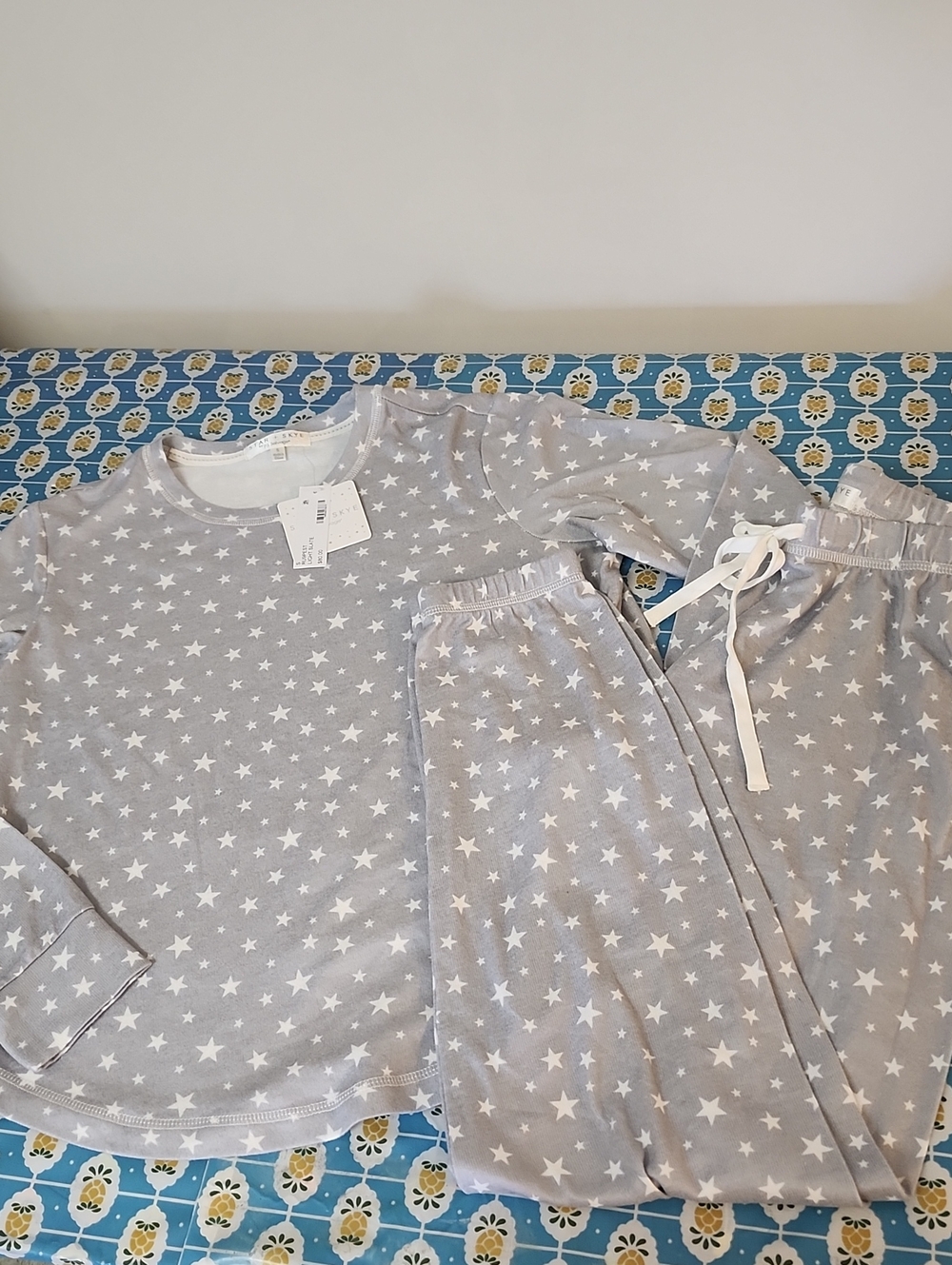 PJ Salvage Star + Skye Gray Long Sleeve W Pants Pajama Set Small Nwt New